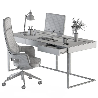 Home Office white and Wood Table - Office Furniture 280 — Ver 4