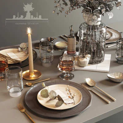 Table setting with roses — Ver 3
