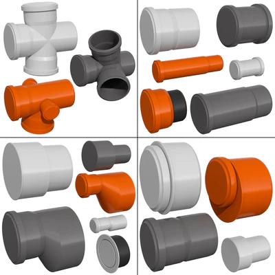 Counstraction designer water supply sewerage  pipes fittings clamps crosspieces couplings — Ver 2