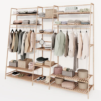 Clothes wardrobe wooden rack — Ver 2