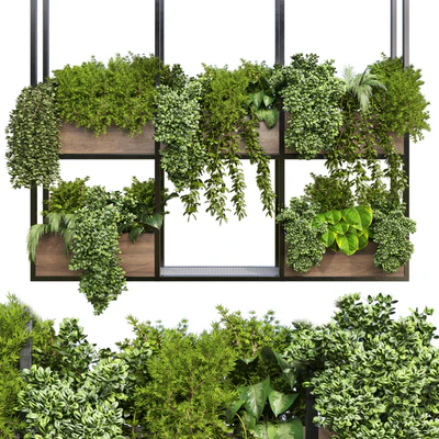 collection Outdoor plants hanging pot wood bax vase 07 — Ver 3