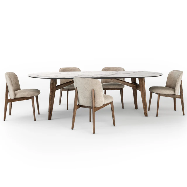 Calligaris Abrey elliptical table wood chair — Descargar
