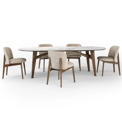 Calligaris Abrey elliptical table wood chair — Ver 4