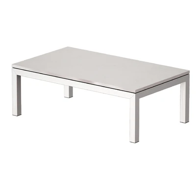 Parsons White Marble Top / Stainless Steel Base 48x28 Small Rectangular Coffee Table (Crate and Barrel) — Ver 2
