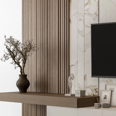TV Wall Stone and Wood - Set 100 — Ver 4