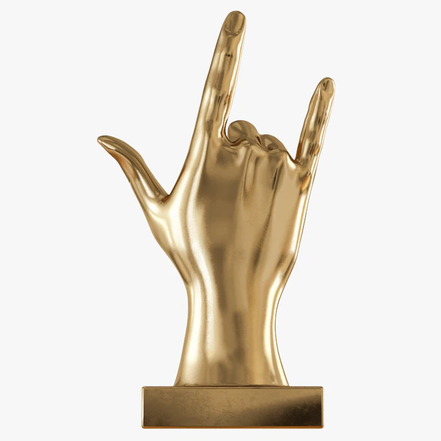 Figurine hand rock on table top — Скачать