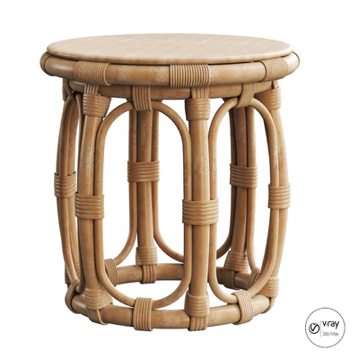 Round Natural Rattan Accent Table — Ver 1