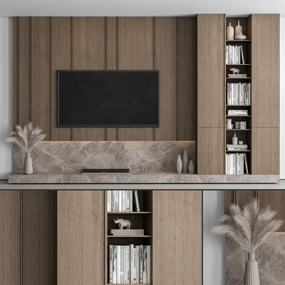 TV Wall Stone and Wood - Set 53 — Ver 1