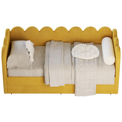 Children's bed Tabby 90 Velvet Yellow — Ver 4
