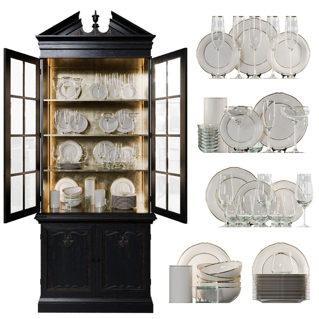 Antique Сupboard With Dishes — Descargar