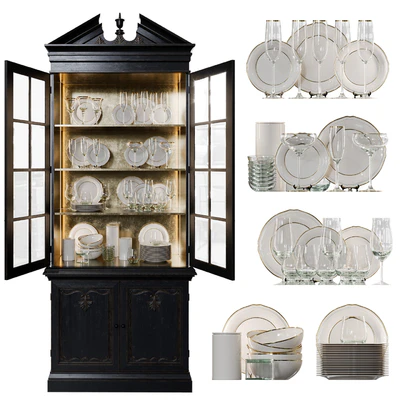 Antique Сupboard With Dishes — Ver 1