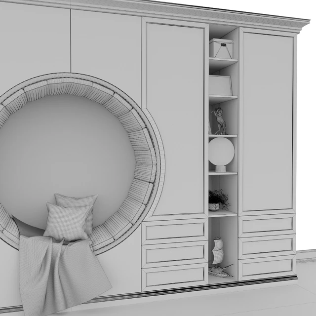 Wardrobe with a seat for a childrens room — Descargar