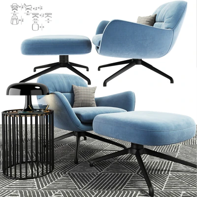 Minotti Jensen Arm Chair Set With Carpet — Ver 1
