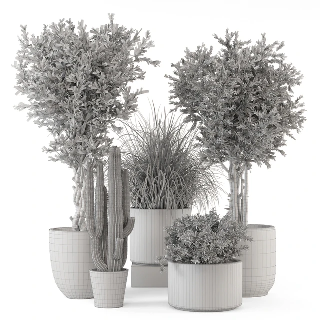 Indoor Plants  in rusty Concrete Pot - Set 1911 — Скачать