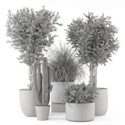 Indoor Plants  in rusty Concrete Pot - Set 1911 — Вид 2
