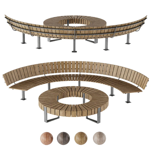 Bench Park Circle wooden — Скачать