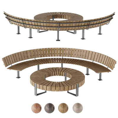 Bench Park Circle wooden — Вид 2