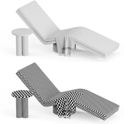 Wabi-ji-style recliner and side table — Ver 2