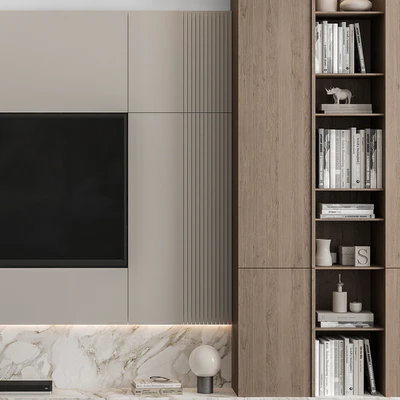 TV Wall White and Wood - Set 49 — Вид 2