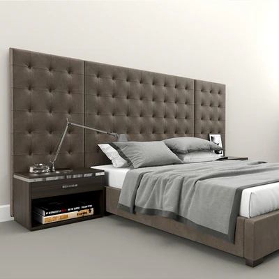 RH Modern custom box tufted platform bed — Ver 2