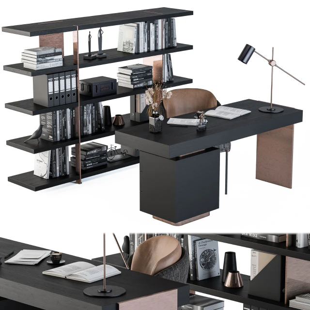 Minotti carson writing table with Rack — Скачать