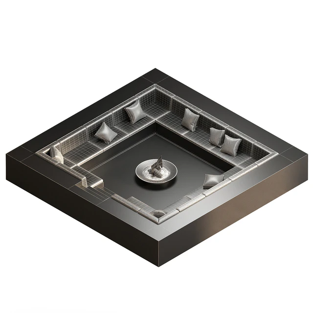 Зона отдыха с диванами и камином — Скачать