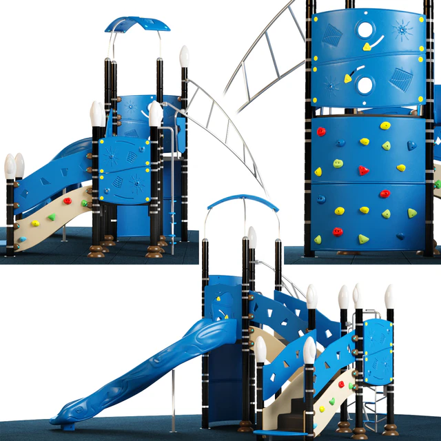Kids playground equipment with slide climbing 03 — Скачать