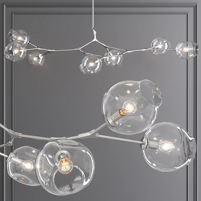 7-globe Branching Bubble Satin Nickel and Clear Glass — Ver 1