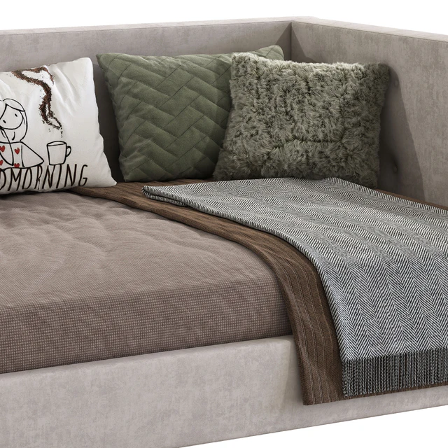 Cushy Upholstered Platform Corner Bed — Descargar