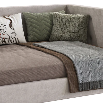 Cushy Upholstered Platform Corner Bed — Ver 4