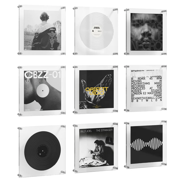 Vinyl records in glass frames Black — Скачать