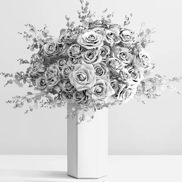 Eucalyptus ecuador white roses big glass event vase — Descargar