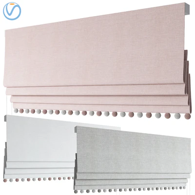 Roman Curtains 121 | Etsy | Blush Roman blind with pompoms — Ver 1