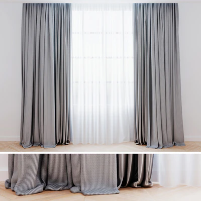 Curtains gray with tulle | Modern curtains — Ver 1