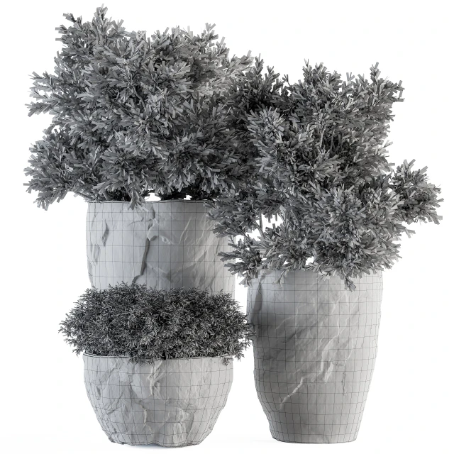 Outdoor Plants tree in Rock Pot - Set 136 — Скачать