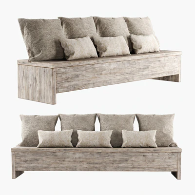 Wooden bench with pillows — Ver 1