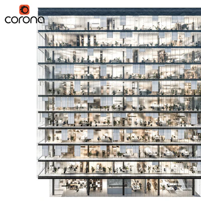 Modern office building 04 | night + interiors — Ver 2