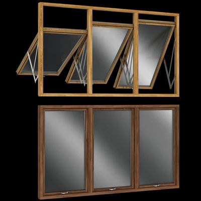 Откидное распашное деревянное металлическое окно / Top swing hinged wooden metal window — Вид 3