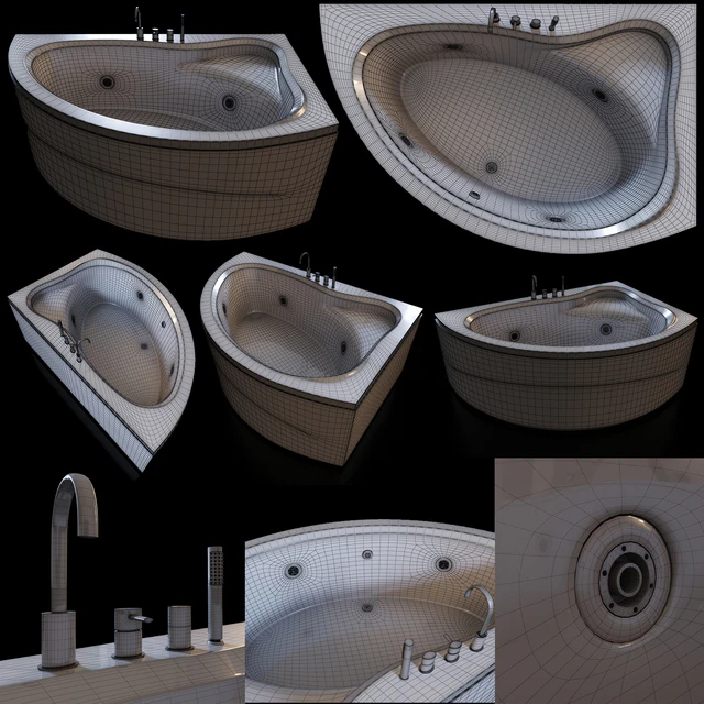 Acrylic corner bath Cezares Tebe 150x100 R — Descargar