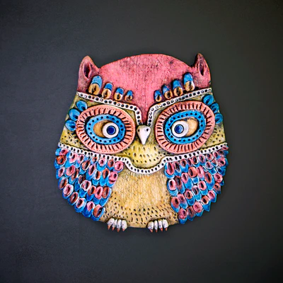 Ceramic panel "Owl" (3 pieces) — Ver 2