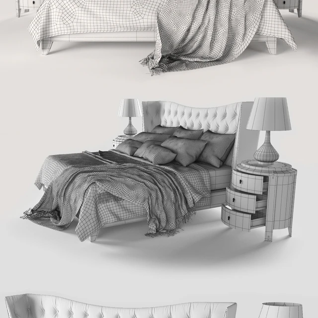 Bed with bedside tables Fratelli Barri Mestre — Descargar