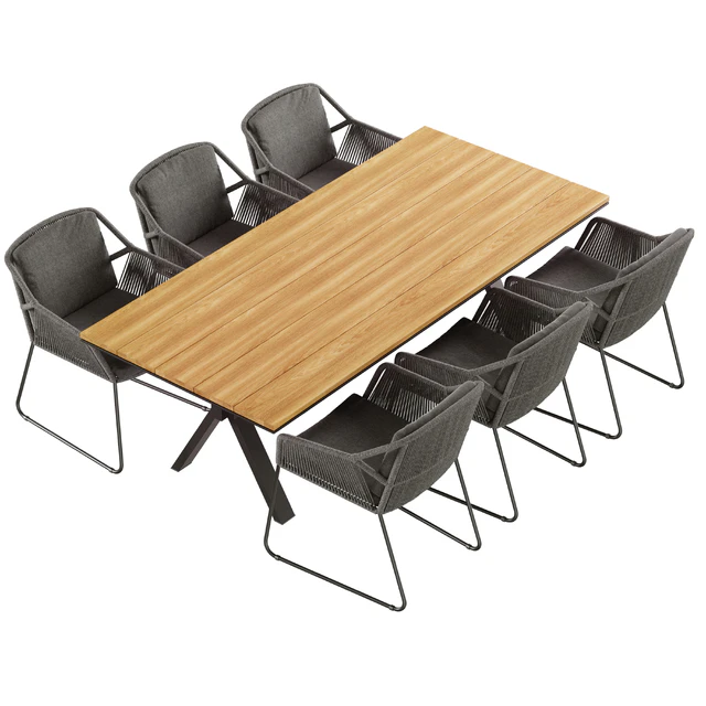 Outdoor garden wicker woven dining set 4so accor — Descargar