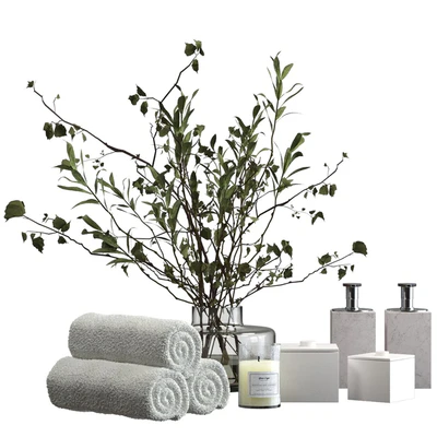 Decorative bathroom set with a bouquet of branches — Ver 1