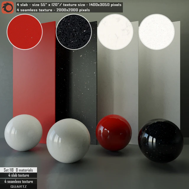 Quartz Slab & Seamless texture Set 118 — Descargar