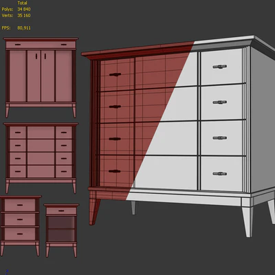 Chest and drawer Manhattan. Dresser, nightstand — Ver 2