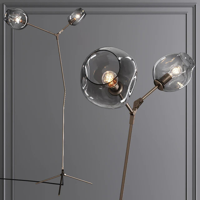 Branching Bubble Floor Light Vintage Brass and Gray Glass — Descargar