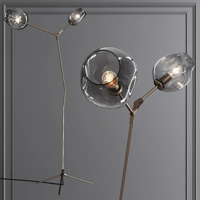 Branching Bubble Floor Light Vintage Brass and Gray Glass — Ver 1