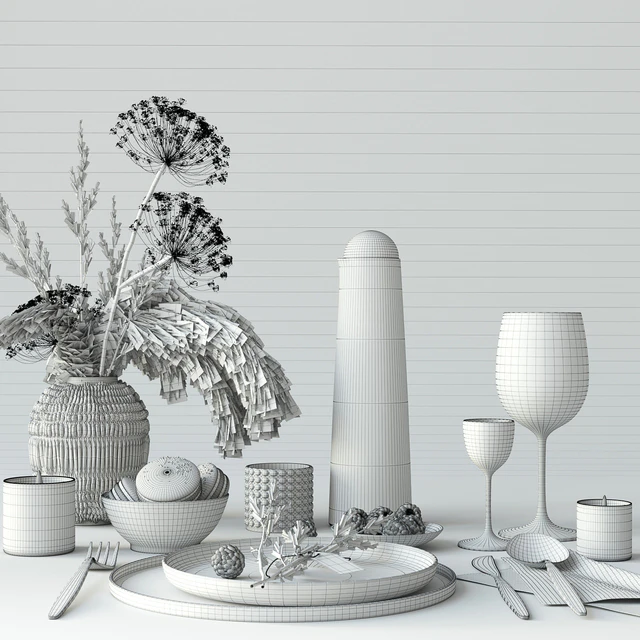 Tableware with heracleum — Descargar