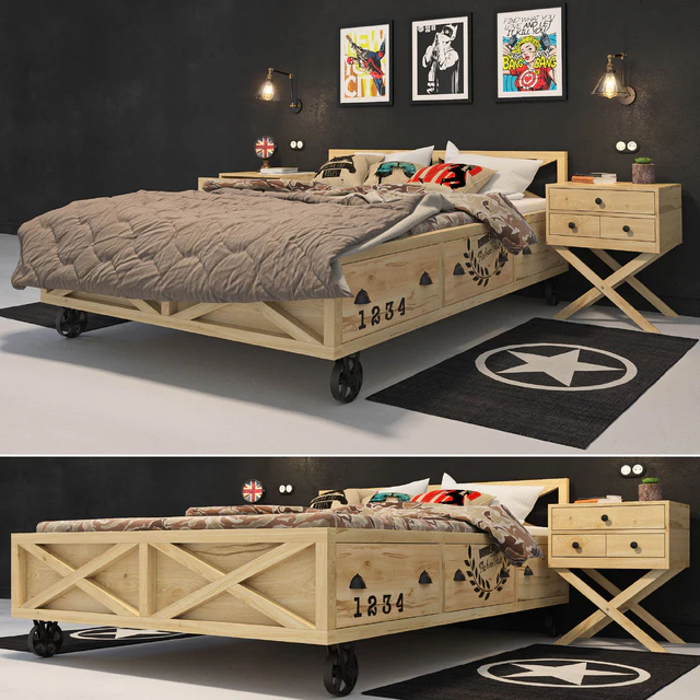 Set for the interior - 2. Bedroom furniture in the Loft style. — Download