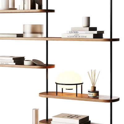 Minimalistic wooden shelving with decor — Вид 2